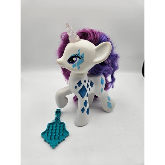 My Little Pony Light-Up Glow 8" Inch Rarity White Unicorn Toy 2014 with Brush - Picture 1 of 10
